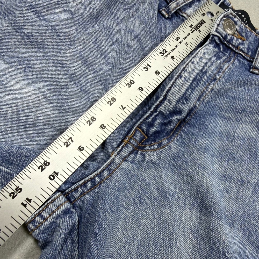 Aeropostale High Rise Wide Leg Cargo Jeans Blue Denim Light Wash Women S Short - Picture 6 of 10